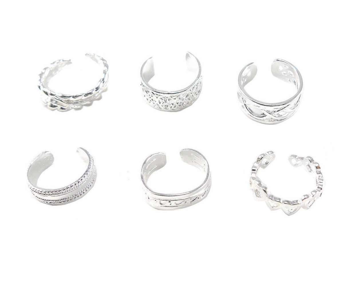 Toe Ring Silver Adjustable Open Midi Finger Knuckle Thumb Stacking Ring Band