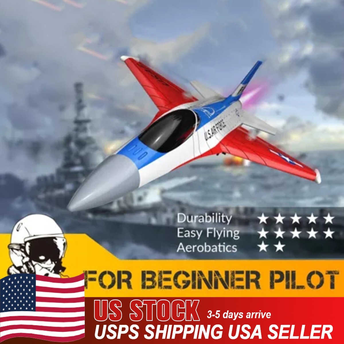 US Volantex F16 Fighter 2.4G 2CH RC Airplane Remote Control Aerobatic RTF Glider