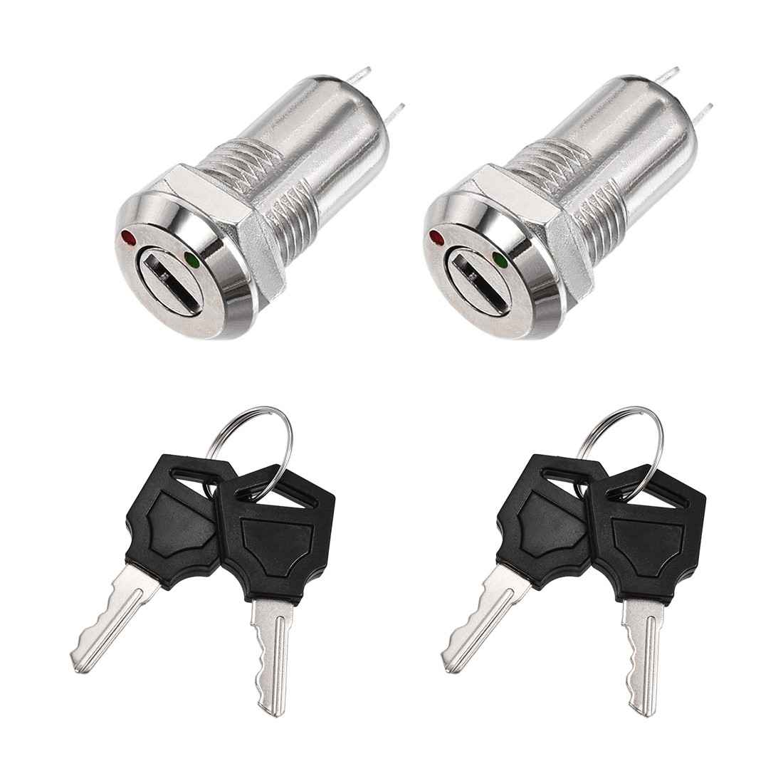 12mm 2 Positions Key Locking Push Button Switch With 2 Keys NO-OFF 12x29mm 2pcs