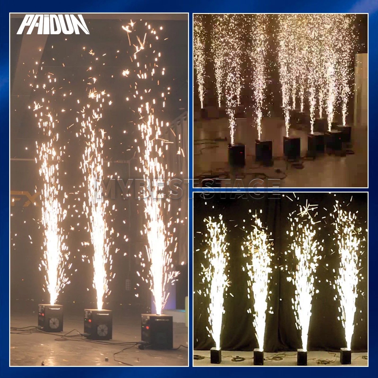 PAIDUN 2PCS Large Cold Spark Machine 850W DMX Firework Stage Effect Flight Case
