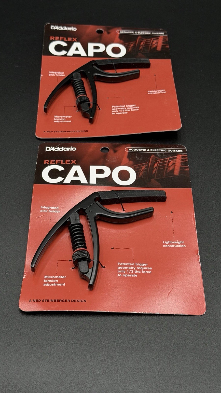 Lot of 2 D’Addario Reflex Guitar Capo Black Acoustic Electric New