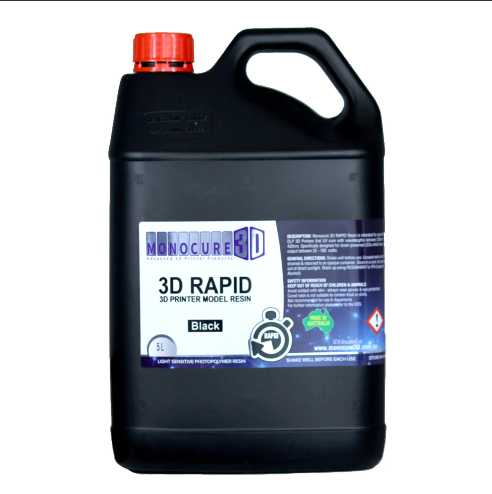 Monocure 3D Rapid Printer Model Resin Black 5 Liters NEW Sealed