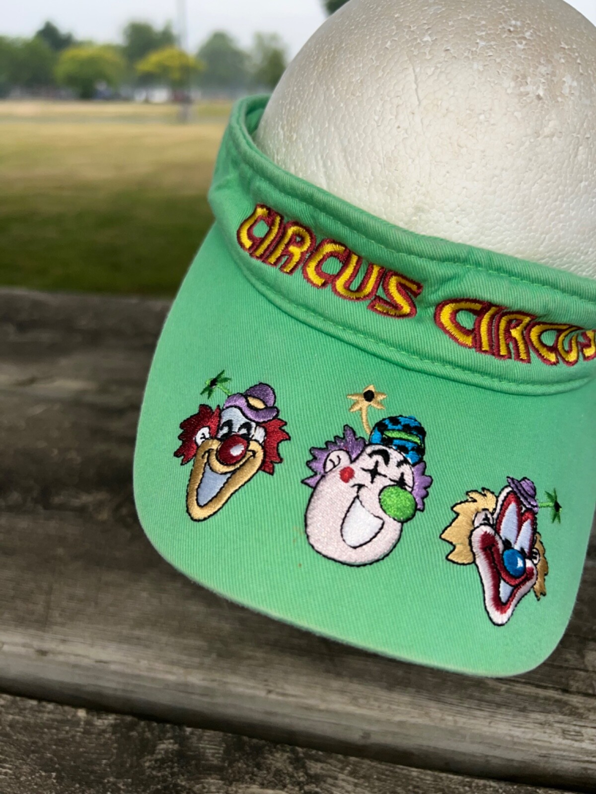 Circus Circus St.Thomas U.S.V.I. Lite Green Clown Embroidery Visor Hook Loop