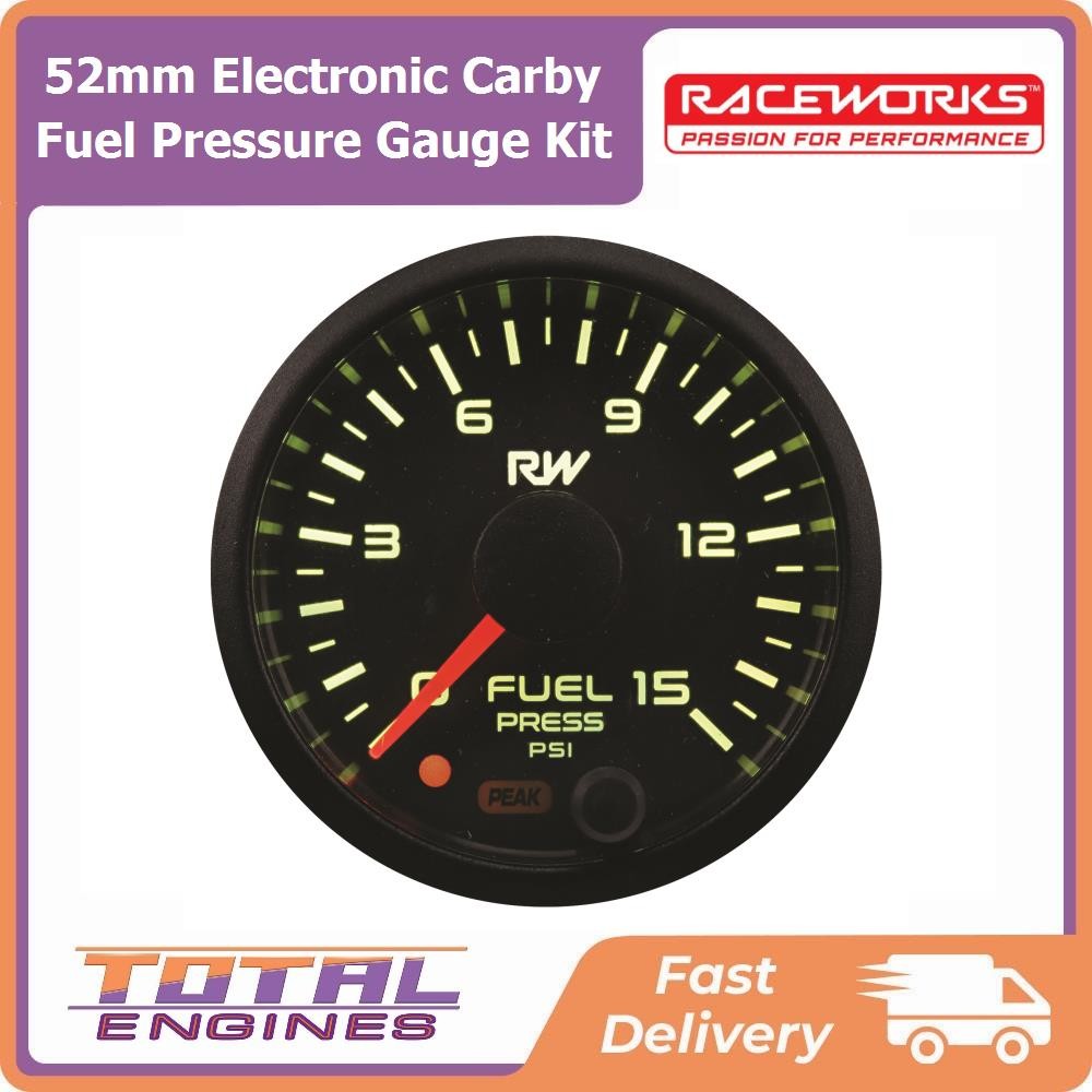 Raceworks Performance 52mm Electronic Carby Fuel Pressure Gauge Kit - VPR-311