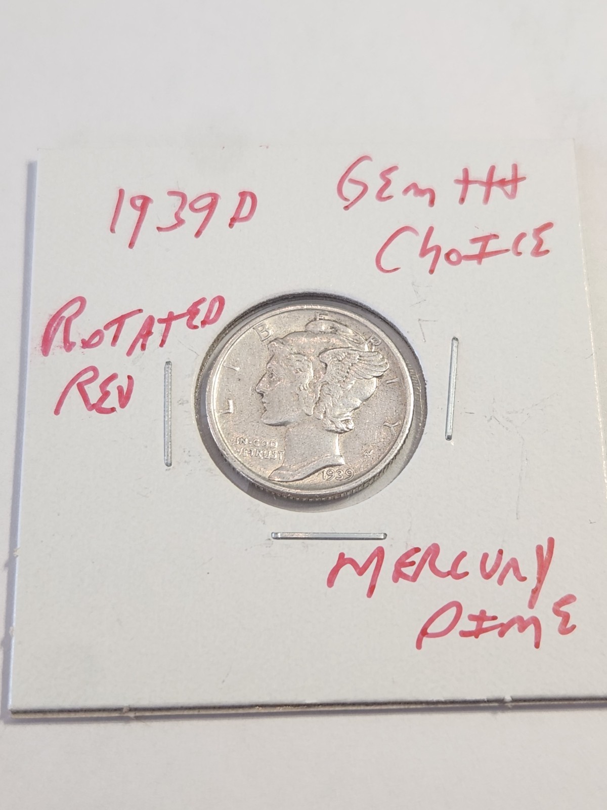 1939 D GEM CHOICE+++ ROTATED REVERSE MERCURY DIME RARE