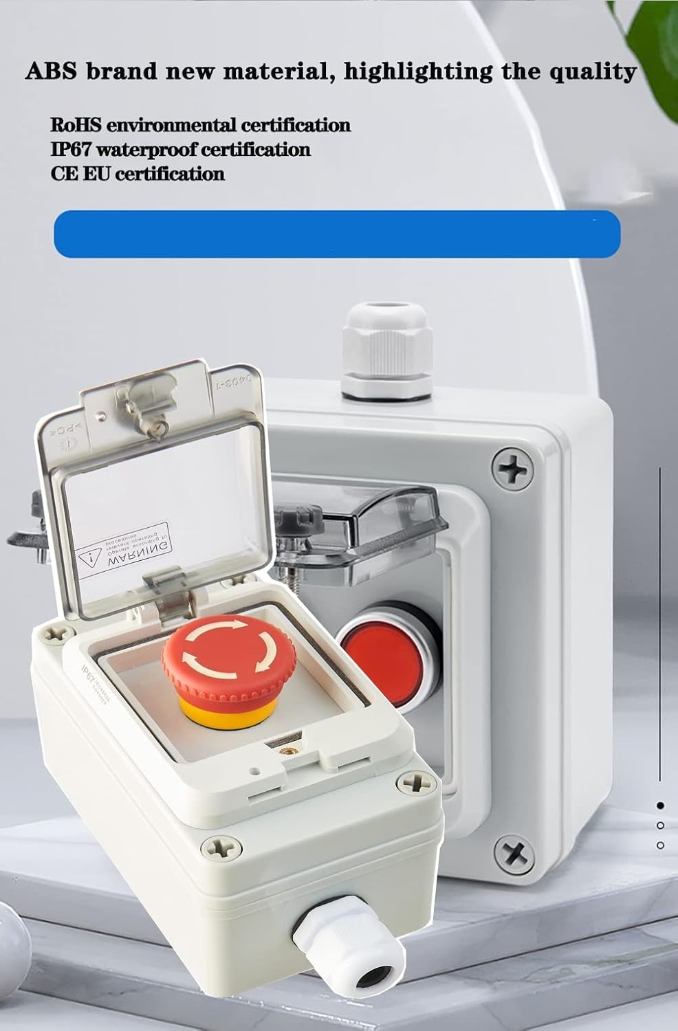 Emergency Stop Button with Box Emergency Stop Switch with Plastic Box e-Stop ...