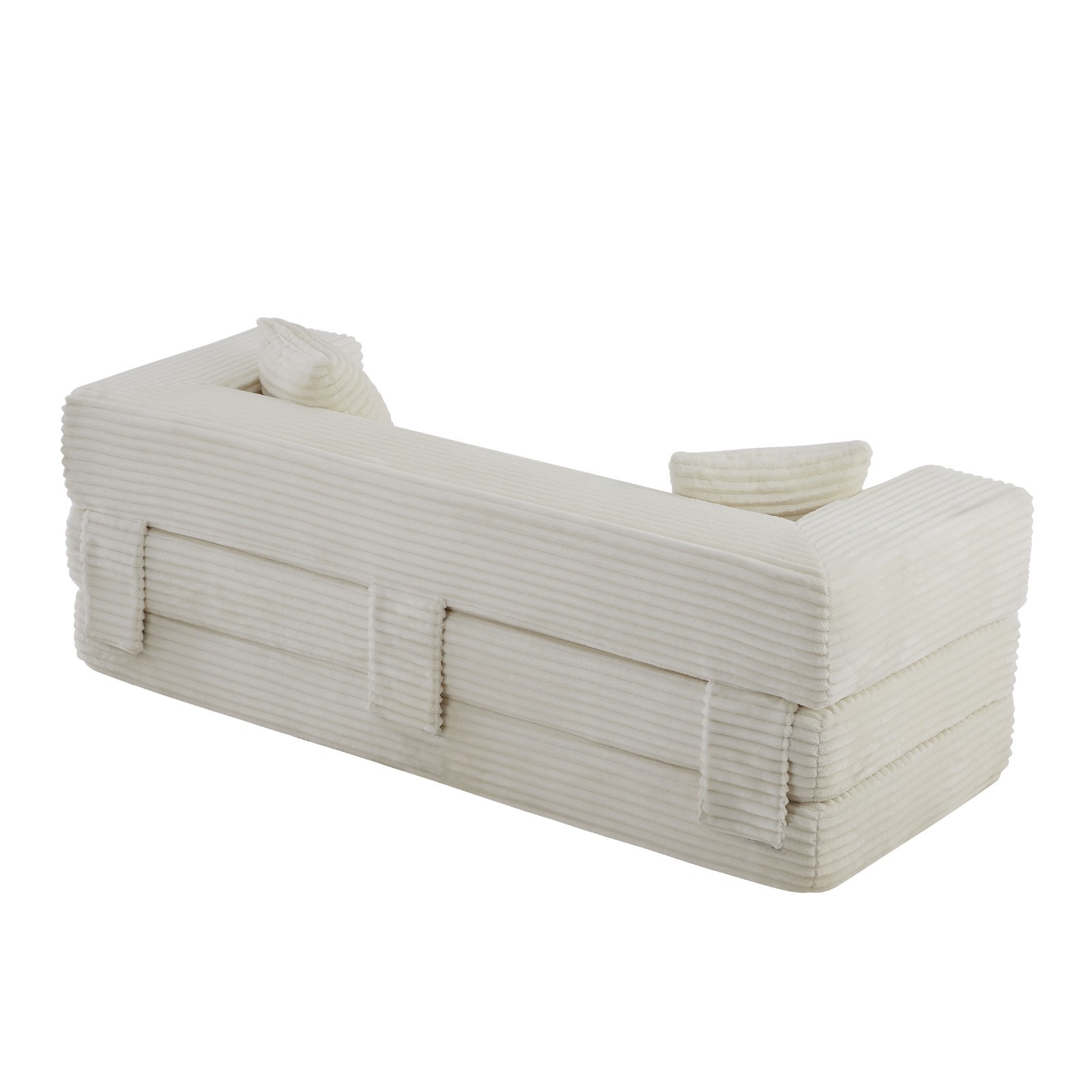 Stylish Convertible Cord Sofa Bed with Unique Two-Tier Design