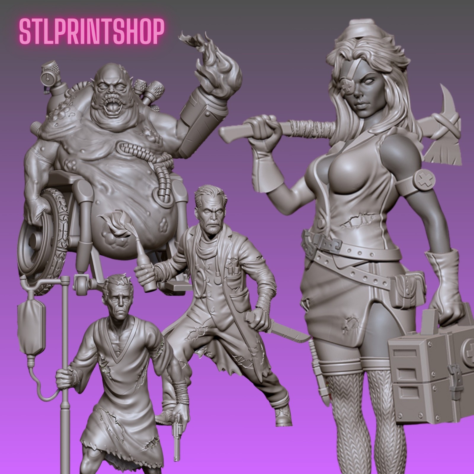 Hospital Horror Sexy Nurse - Aftermath Studios 28mm 32mm Scale Miniatures