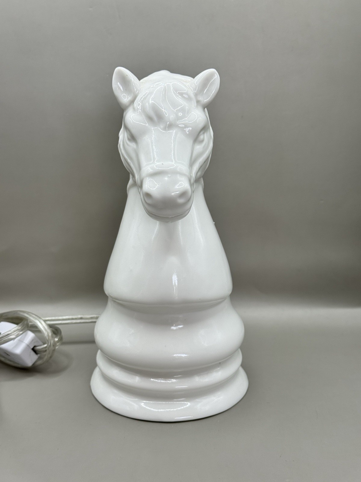 Horse White Knight Ceramic Chess Piece Night Light Accent Lamp