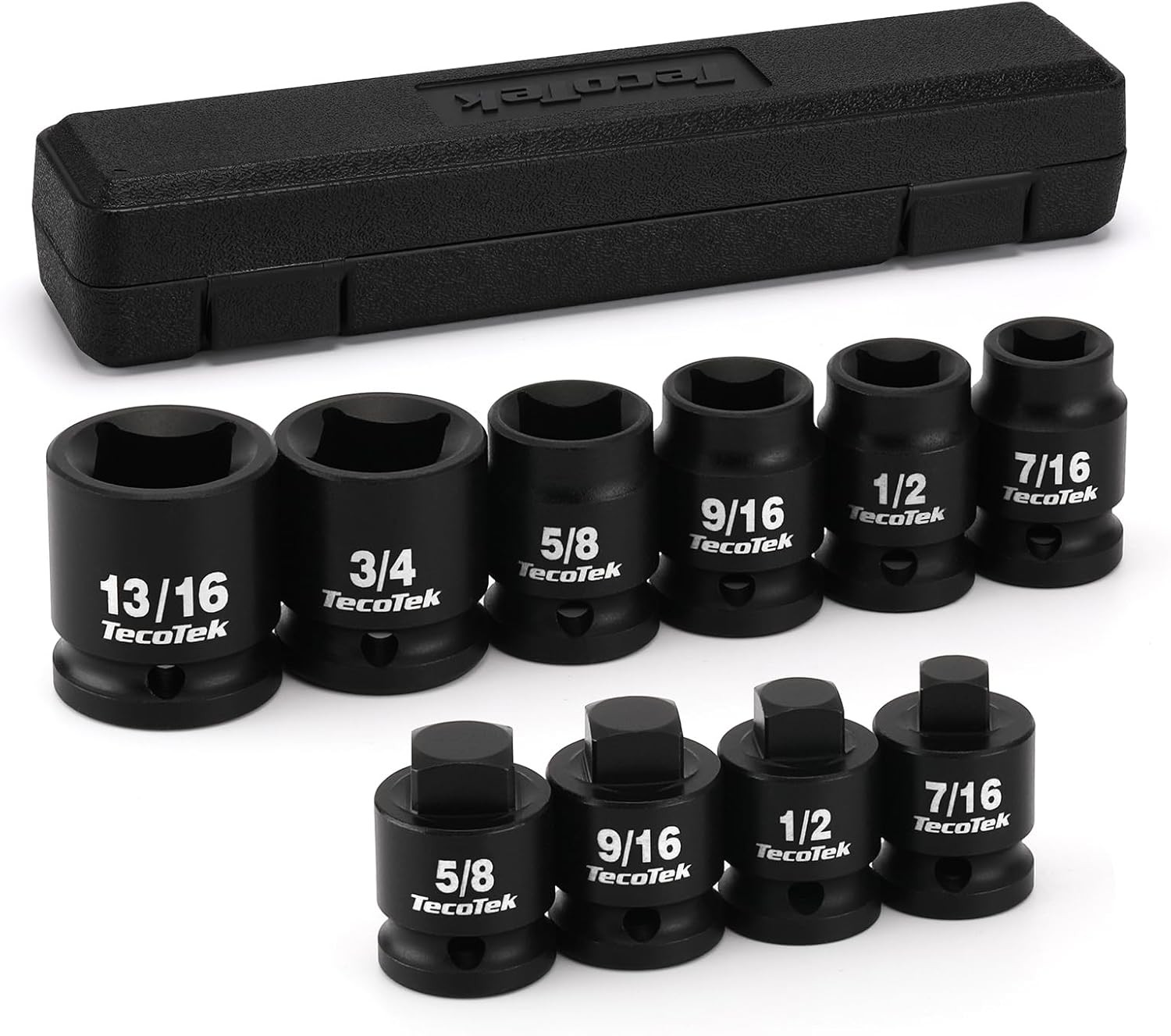 1/2" Drive Pipe Plug Socket Set, Square Drive Socket, 10-Piece, SAE, 4 Point