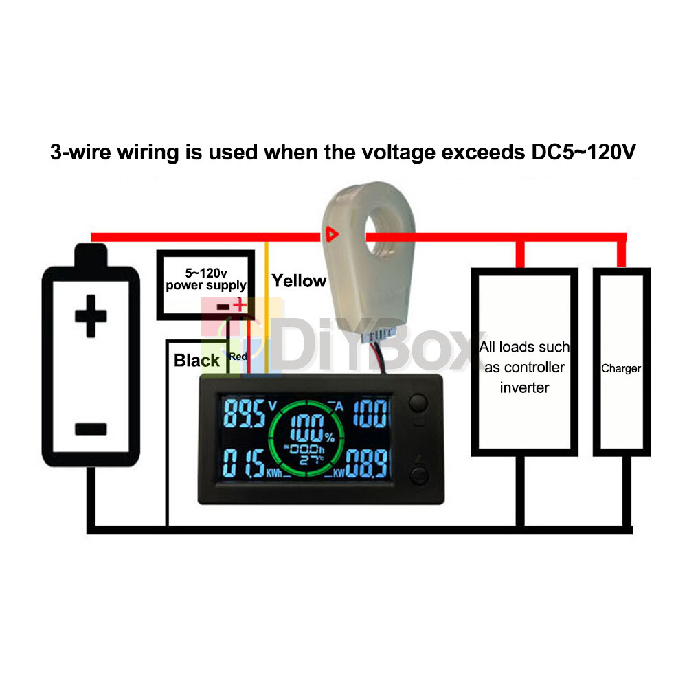 DC0-300V 50A/100A/200A/400A Bluetooth Voltage Current Power Energy Coulomb Meter