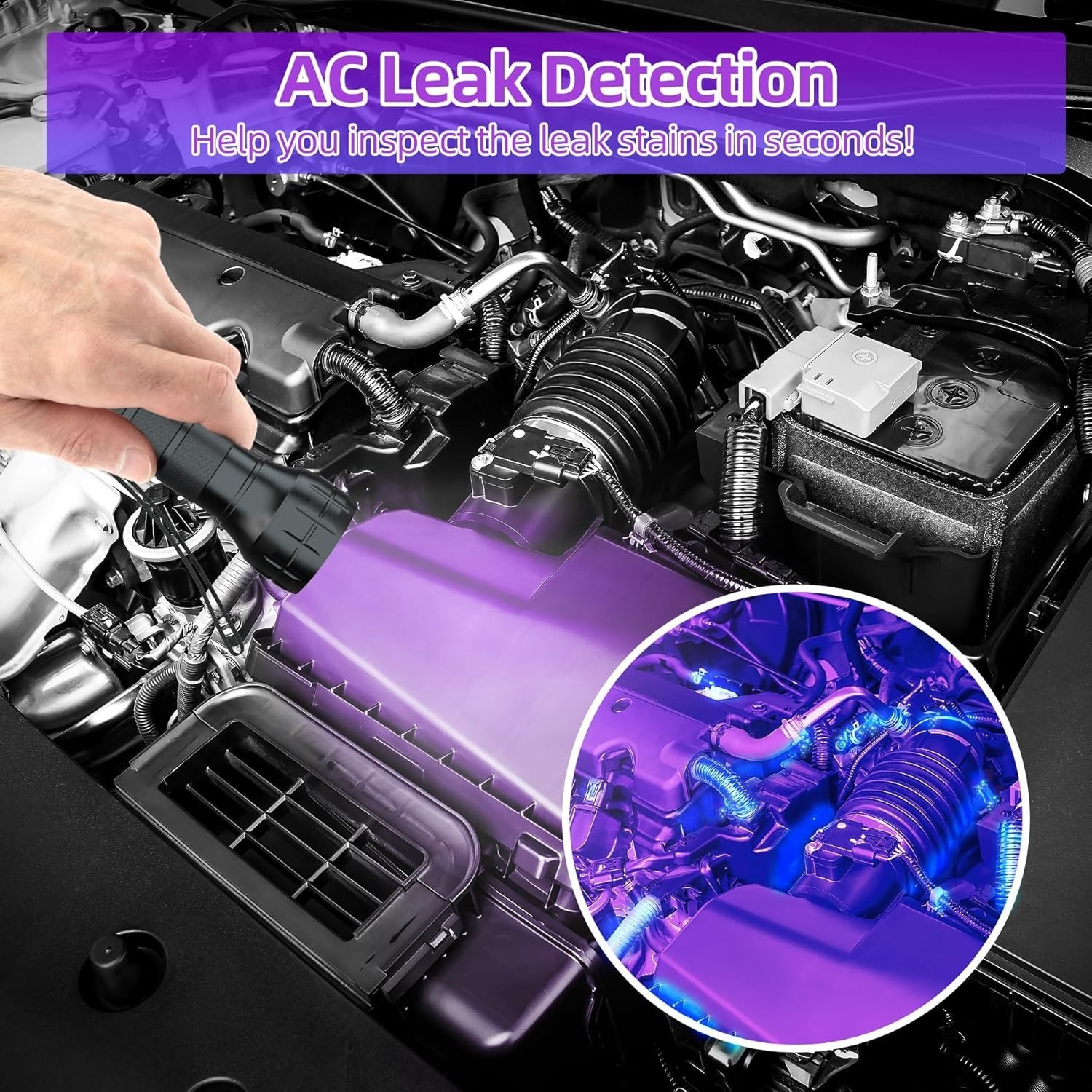 Versatile UV Leak Detection Tool for AC & More with Protective Eyewear Included