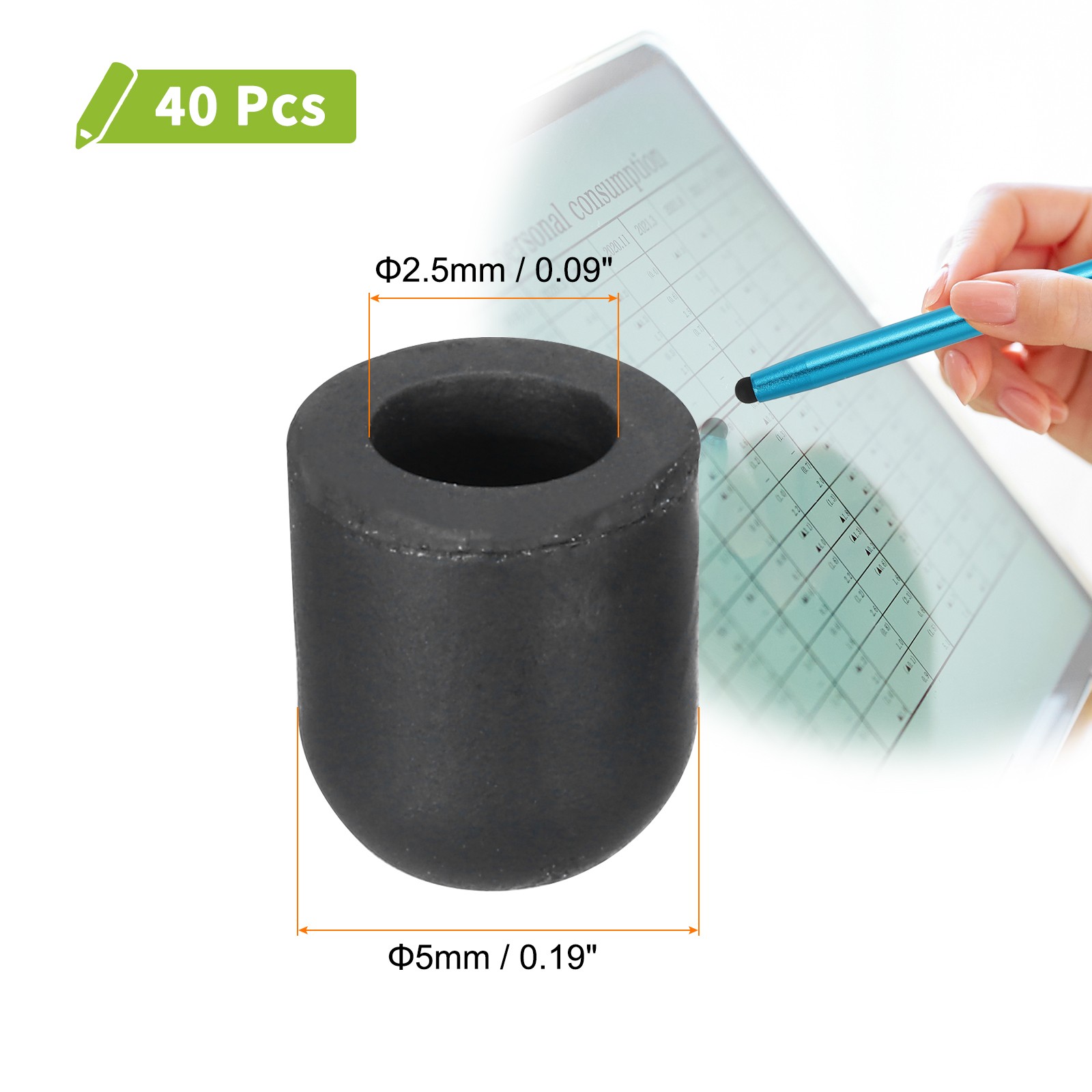 40Pcs Replacement Stylus Pen Tips 5mm Screen Pens Tip Silicone Rubber