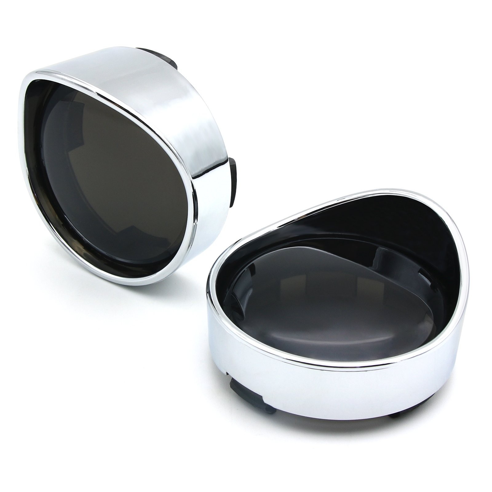 Chrome Plating Visor-Style Turn Signal Bezels with Smoke Lens for Harley Cust...