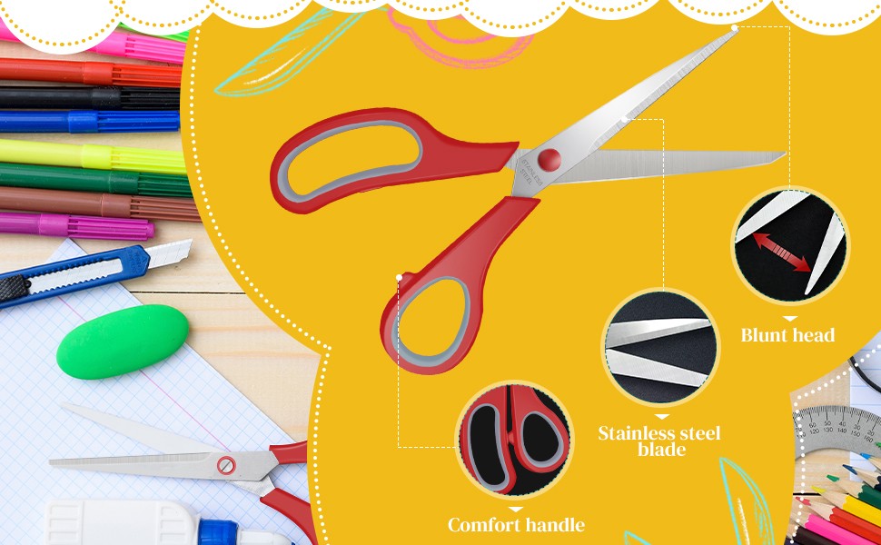 3 Packs 8" Sewing Craft Scissors Bulk,Multipurpose Heavy Duty Sharp Paper