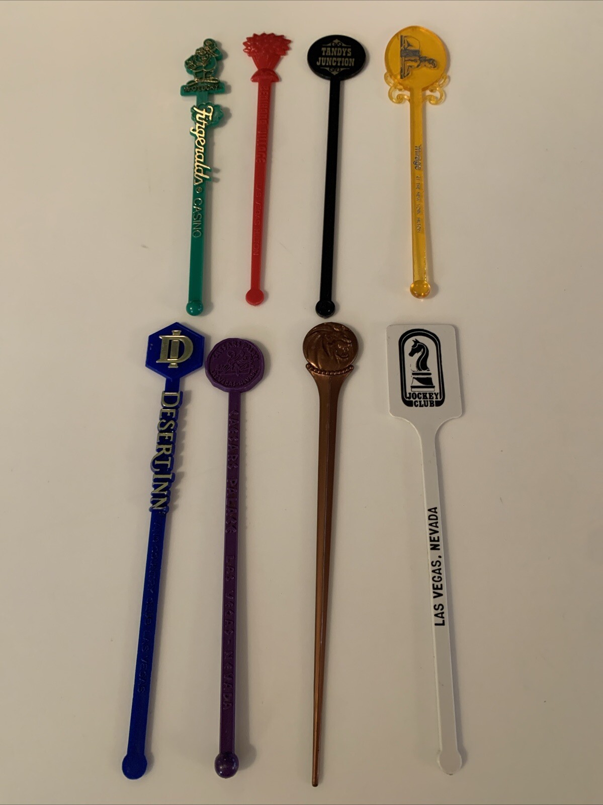 Vintage Las Vegas Casino Hotel Swizzle Stir Sticks Drink Stirrers Lot of 8 EUC