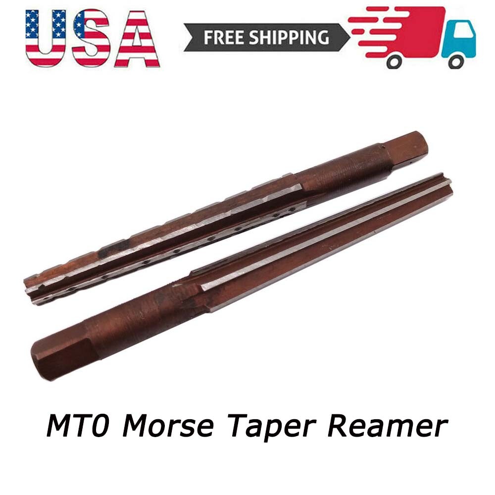 2Pcs MT0 Straight Shank Morse Taper Reamer Alloy Steel Roughing + Finishing Set
