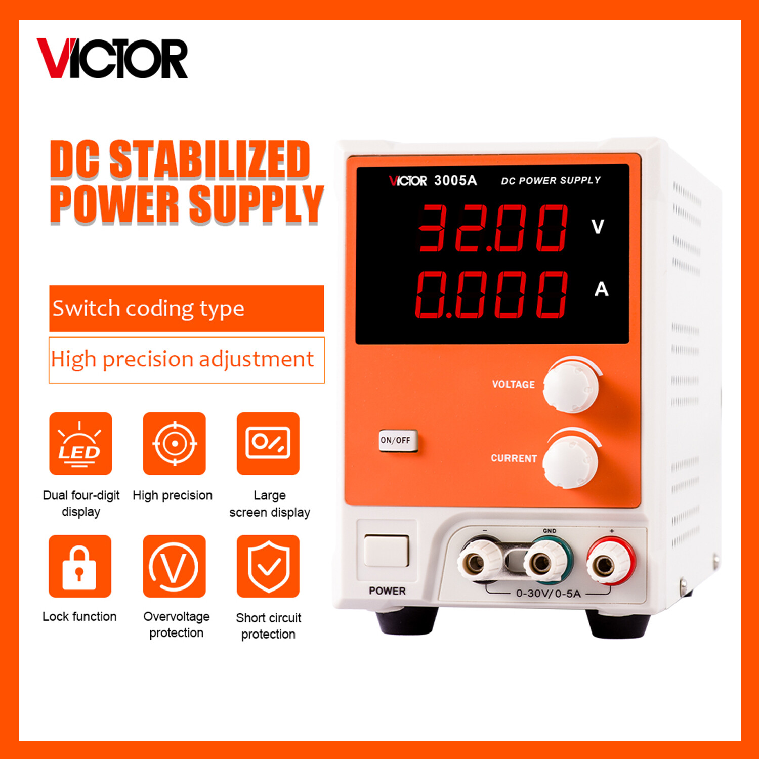 VICTOR 3003A 3005A 3010A Bench Switching code Type DC Power Supply Stabilization