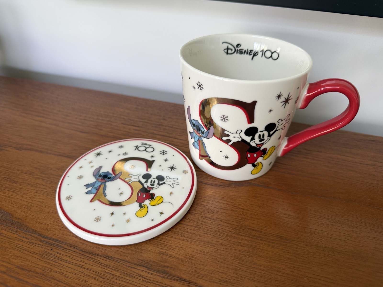 Disney 100 S Christmas Mug & Coaster Stitch & Angel, Mickey & Minnie Mouse, Tink