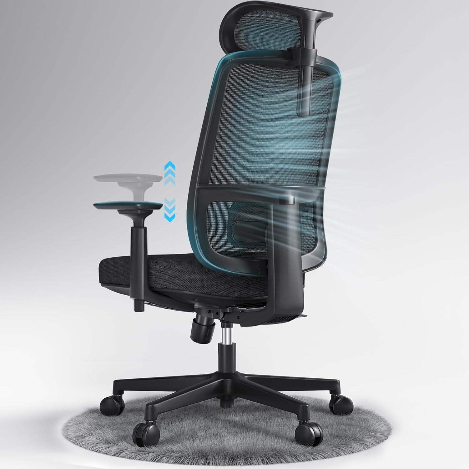 M1 Ergonomic Office Chair Mesh Chair, Home Office Desk Chairs with Adjustable Lu