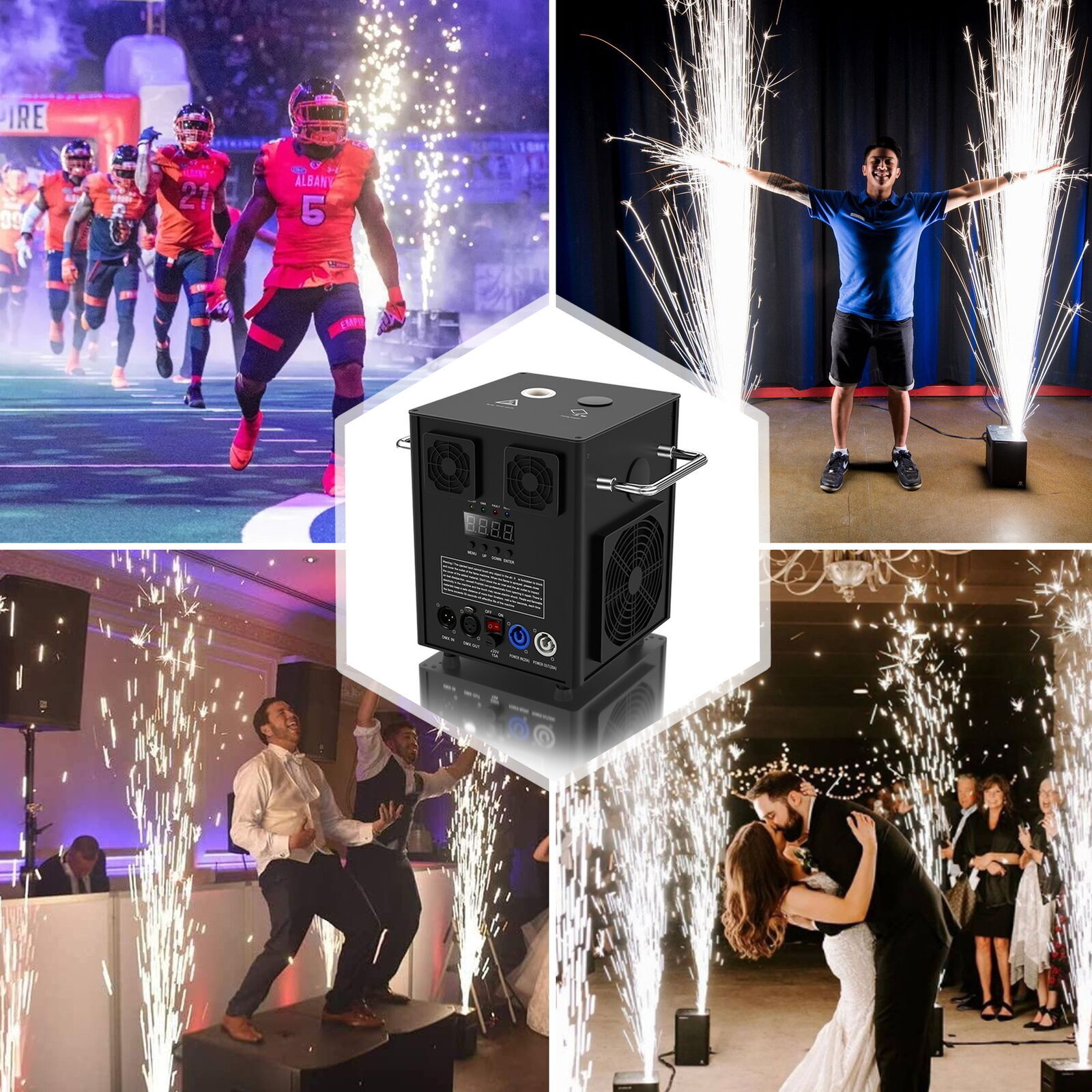4PCS 700W Cold Spark Machine Firework Stage Effect DMX Wedding with Flight Case