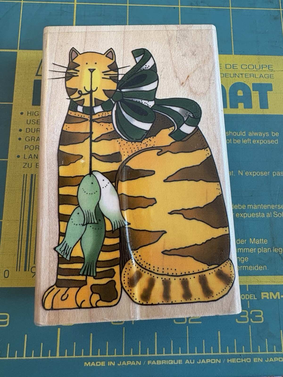 inkadinkado Rubber Stamps Alma Lynne Cat Fish folk Mounted unused