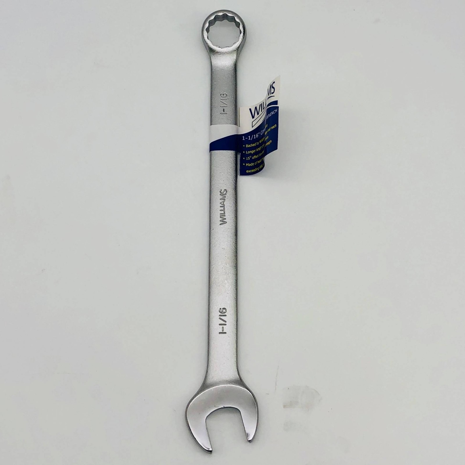 Williams 11134 Combination Wrench 1-1/16 12pt Standard Satin Chrome 14-1/4" OAL