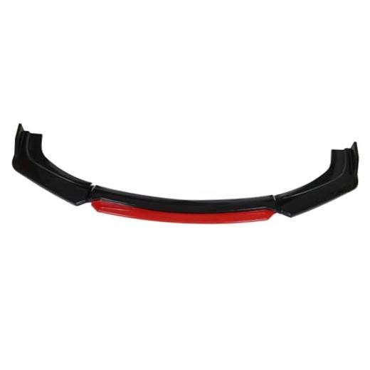 Universal Car 4 Pieces 2 Layer Lip Glossy Black with Red Tongue Front Bumper
