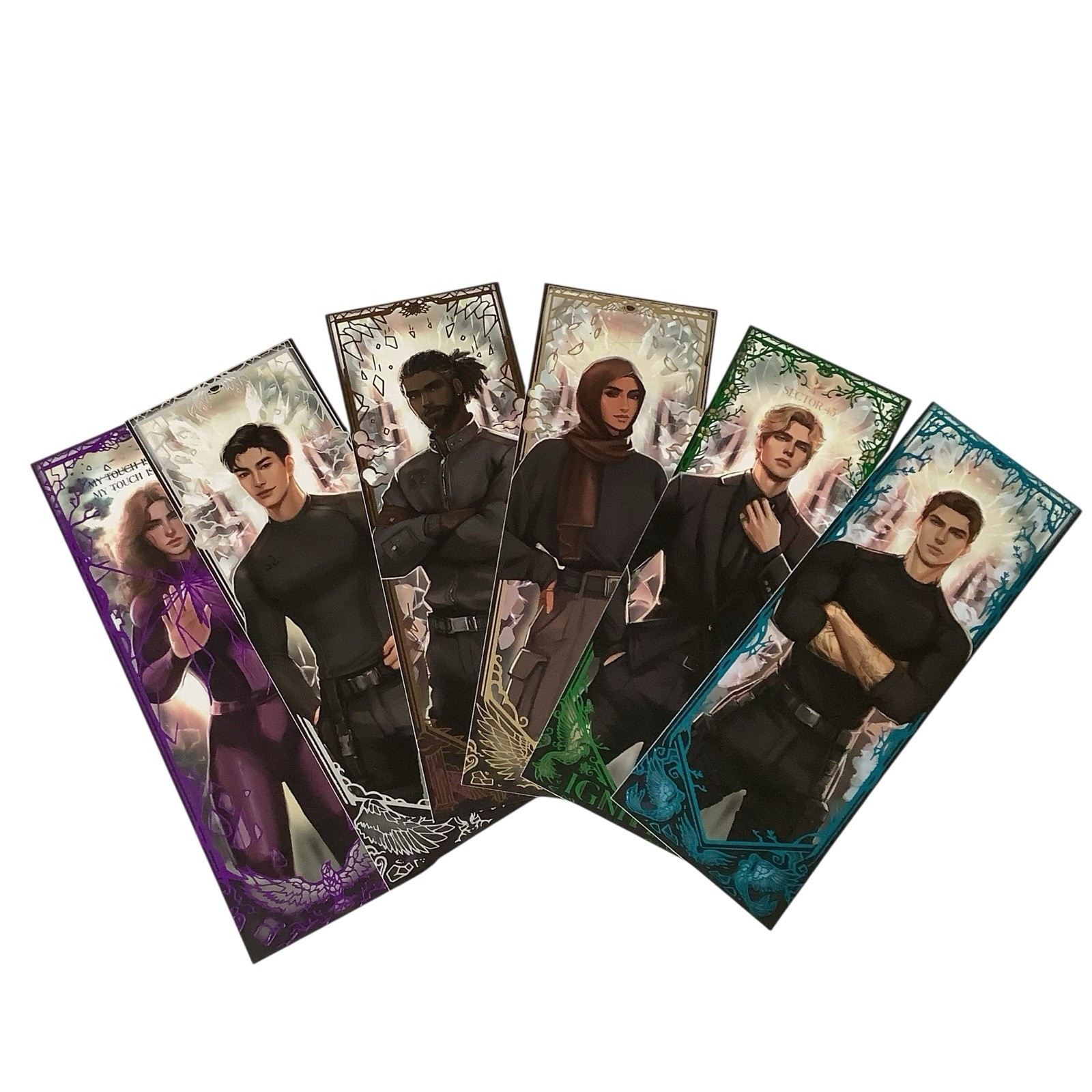 Fairyloot Shatter Me Foiled Bookmark Set of 6 Collectible Character Tahereh Mafi