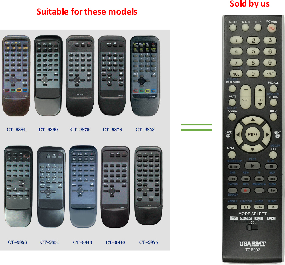 NEW Toshiba TV Universal Remote For CT-847 CT-8037 CT-90275 CT-90302 CT-90325