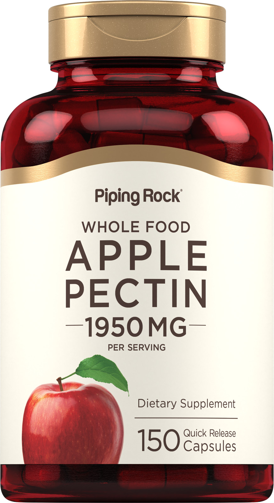 Apple Pectin Capsules 1950 mg | 150 Count | Non-GMO | by Piping Rock