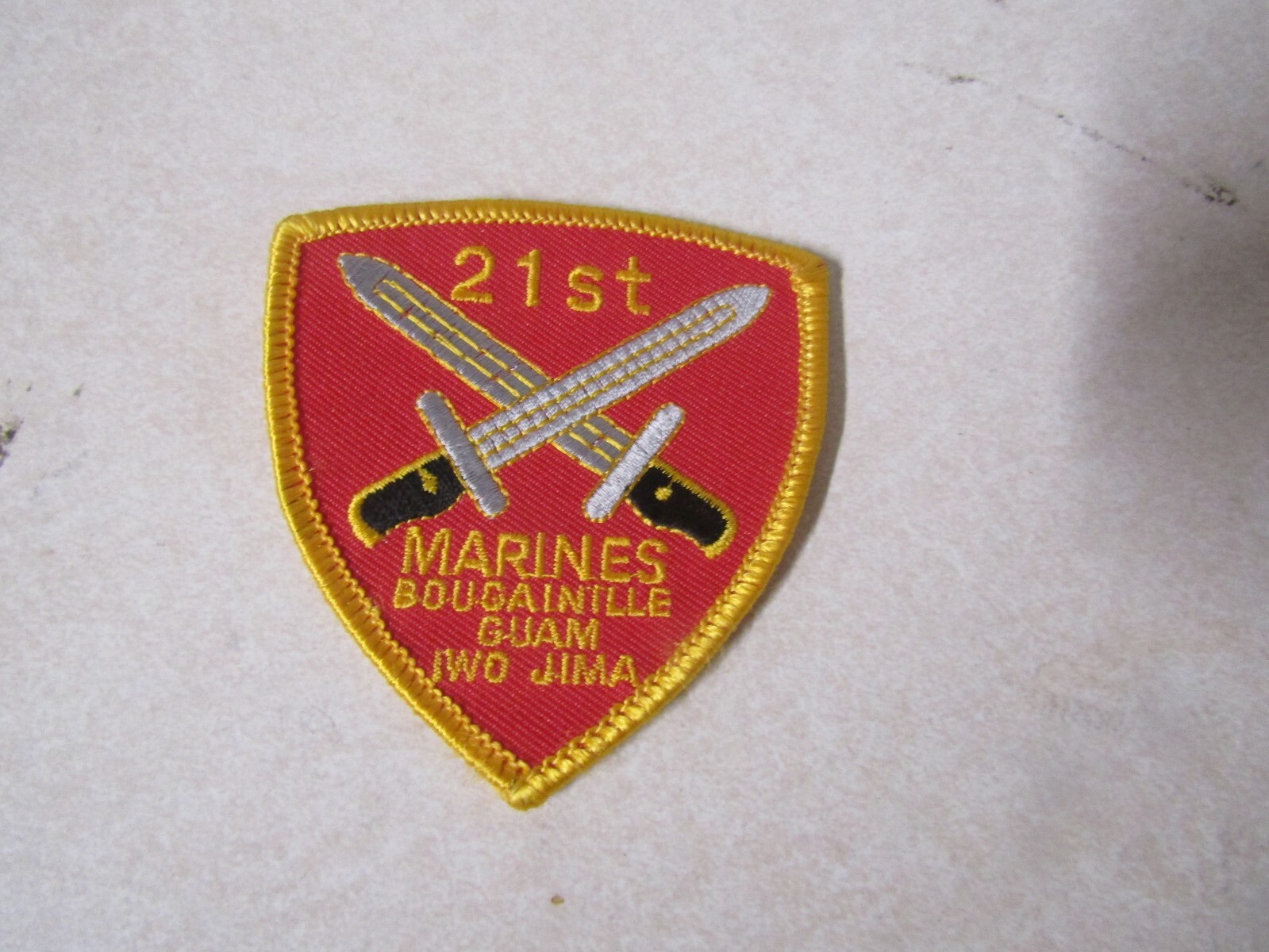 MILITARY PATCH VINTAGE OLDER USMC MARINE 21ST MARINES BOUGAINTLLE GUAM IWO JIMA