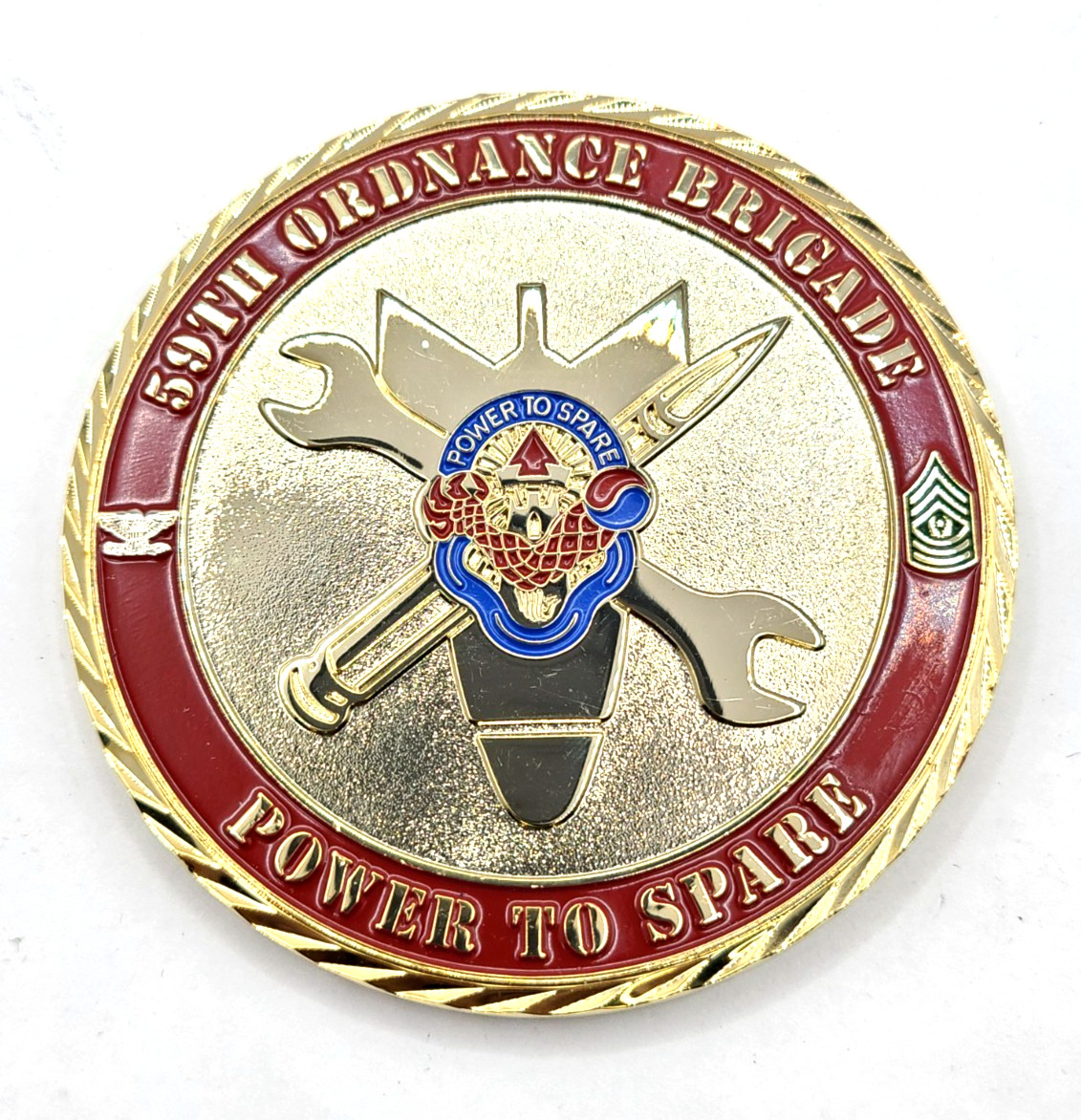 SERIALIZED SN  US Military 59th Ordnance Brigade  Large Challenge Coin