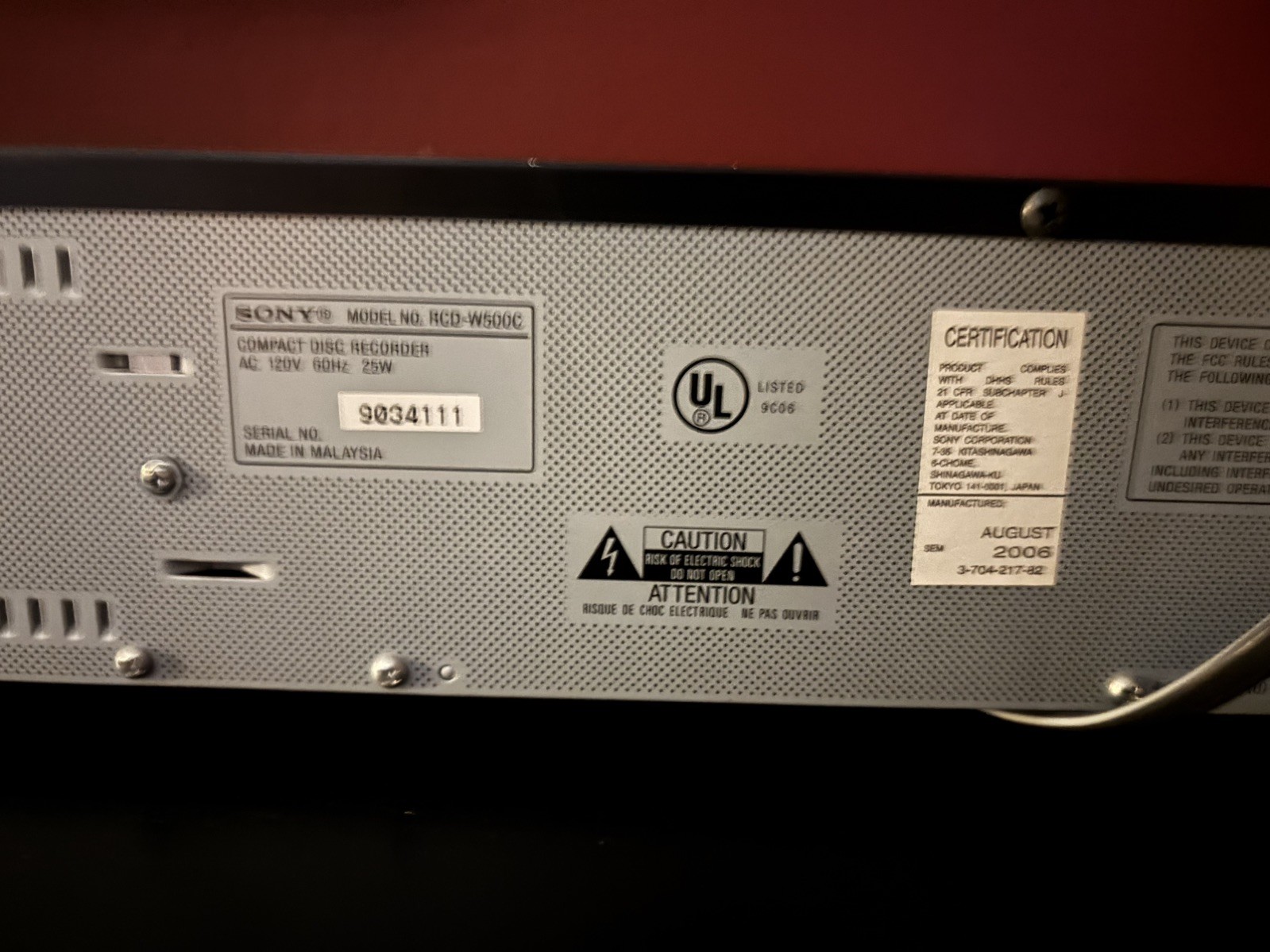 Sony RCD-W500C 5-CD Changer Recorder –Untested Turns On