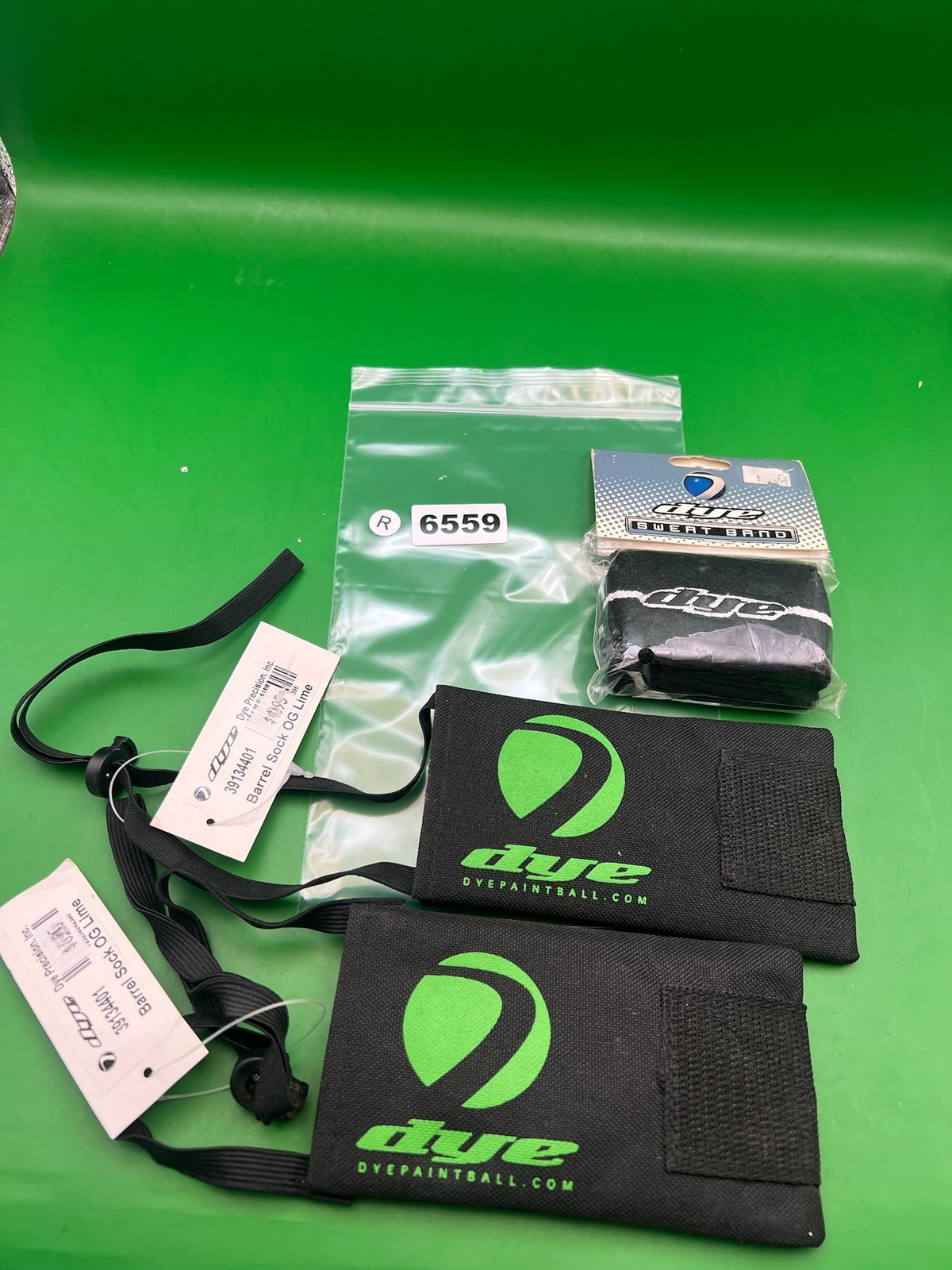 Dye Barrel Sock OG Lime + Sweat Band + Wrist Band Black Bundle