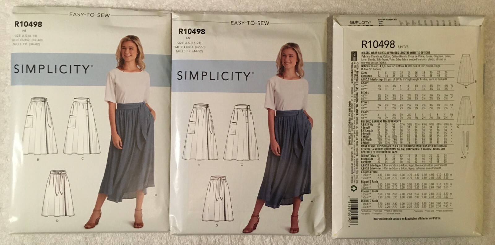 Simplicity Pattern R10498/9109 Misses' Wraps Skirts w/ Variations 6-14,16-24 NEW