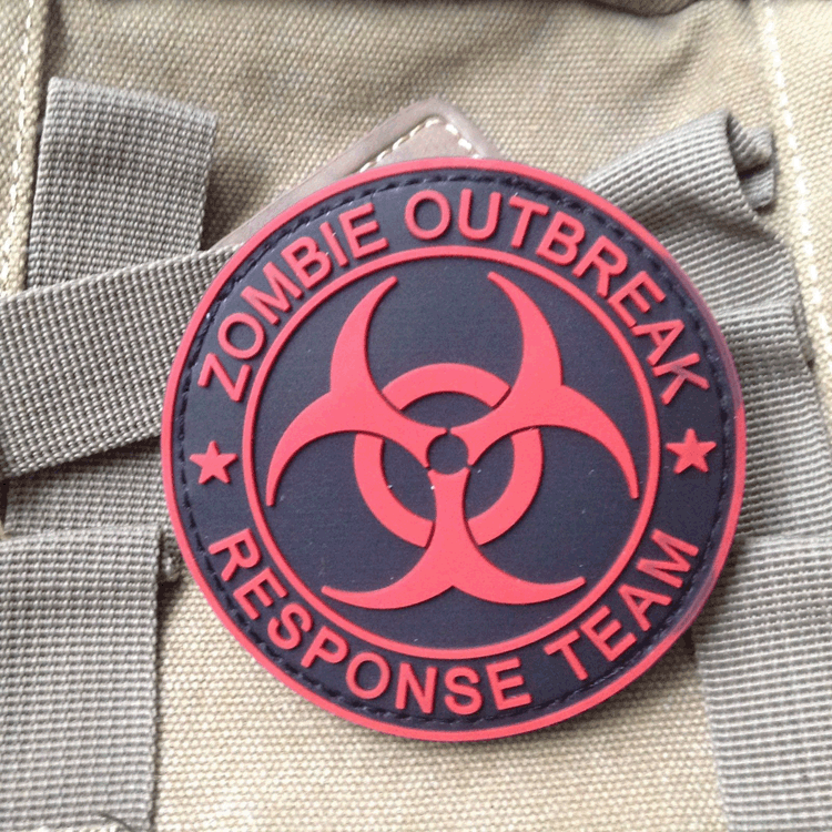 Red ZOMBIE HUNTER OUTBREAK RESPONSE TEAM PVC TACTICAL BIOHAZARD PATCH