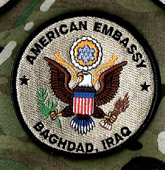 GREEN ZONE CLUB MED US EMBASSY BAGHDAD IRAQ 2012 USMC DSS CIA velkrö INSIGNIA