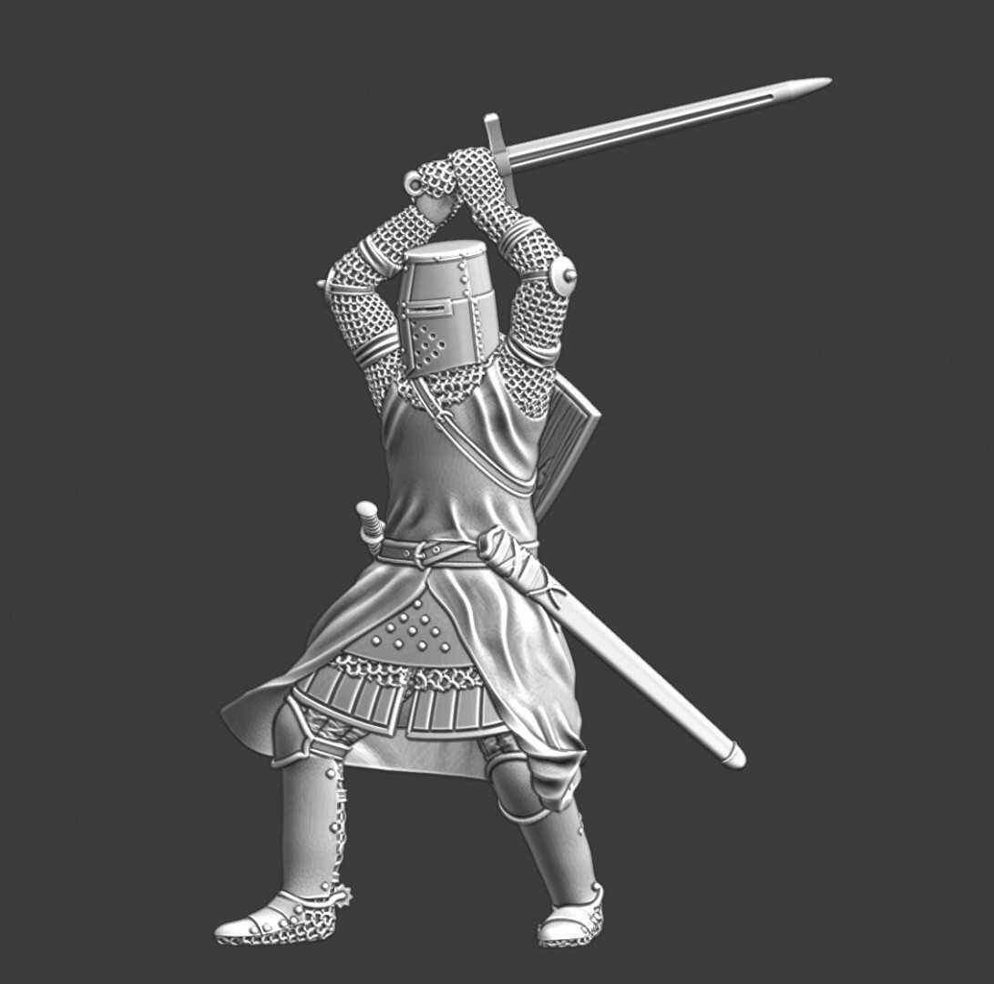 Northern Crusades Miniature Medieval Crusader Foot Knight Infantry 3D 28mm 32mm+
