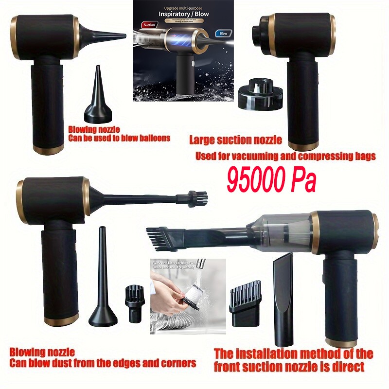 4 in 1 Upgrade Car Vacuum Cleaner Air Blower Wireless Handheld Rechargeable Mini