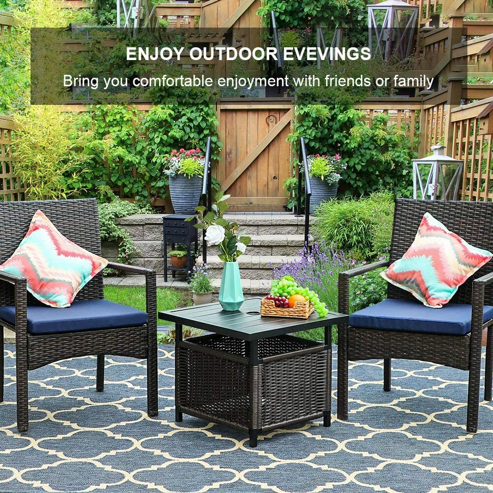 Set of 2 Patio Wicker Chair Rattan Chairs Outdoor Furniture with Cushions