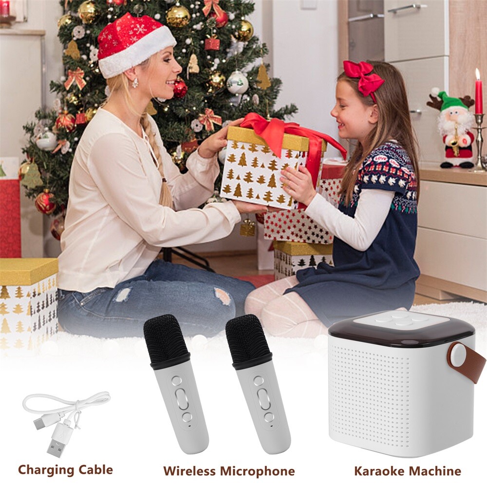 Karaoke Portable Machine White Bluetooth Kids Speaker Mics