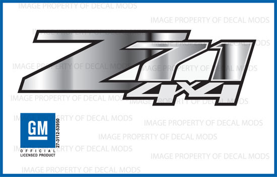 set of 2 - Z71 4x4 Chevy Silverado 2007-2013 Decals Stickers Chrome Fade GRCHRM