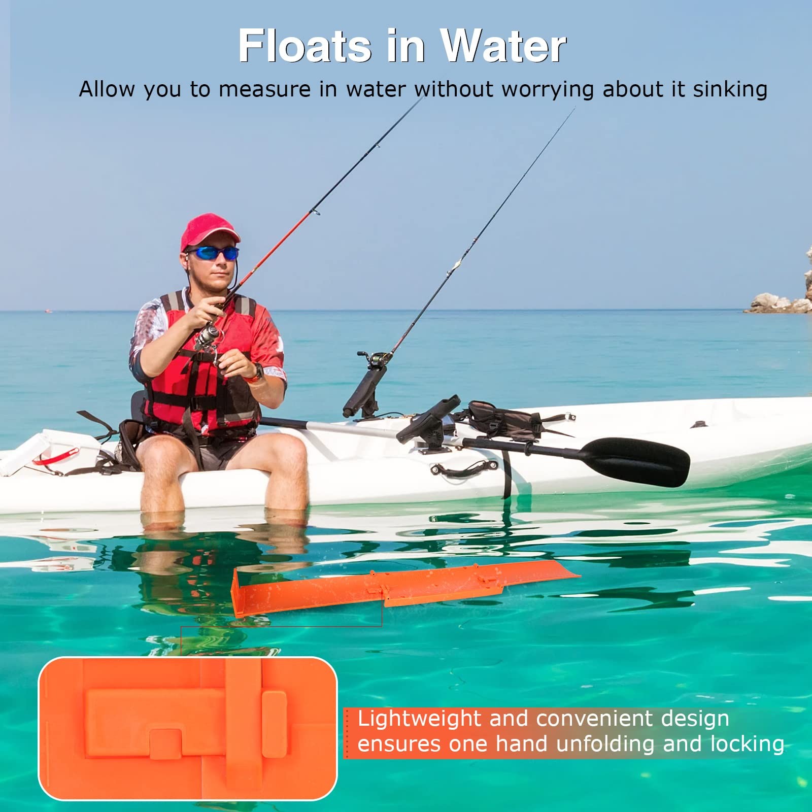 Fish Measuring Board Foldable, Floatable Compact Folding Fish Ruler for Boat,...