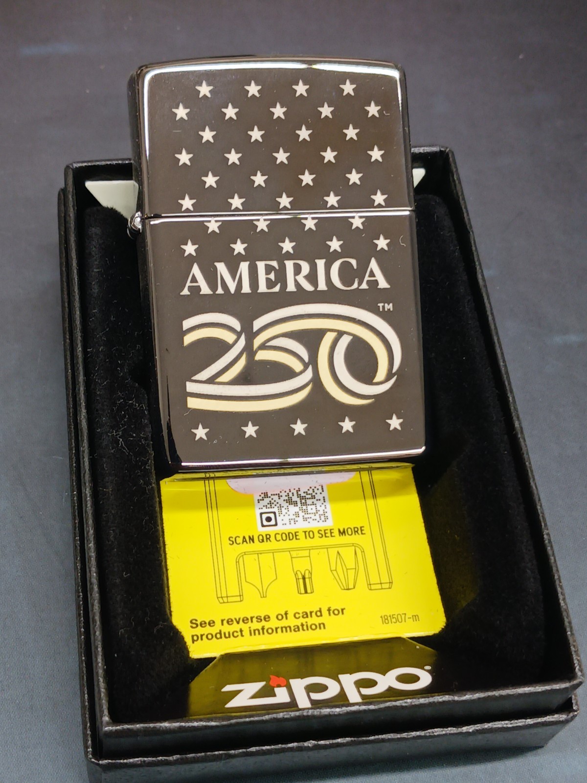 Zippo America 250th Anniversary 1776-2026 High Polish Black Laser Two Tone 47293