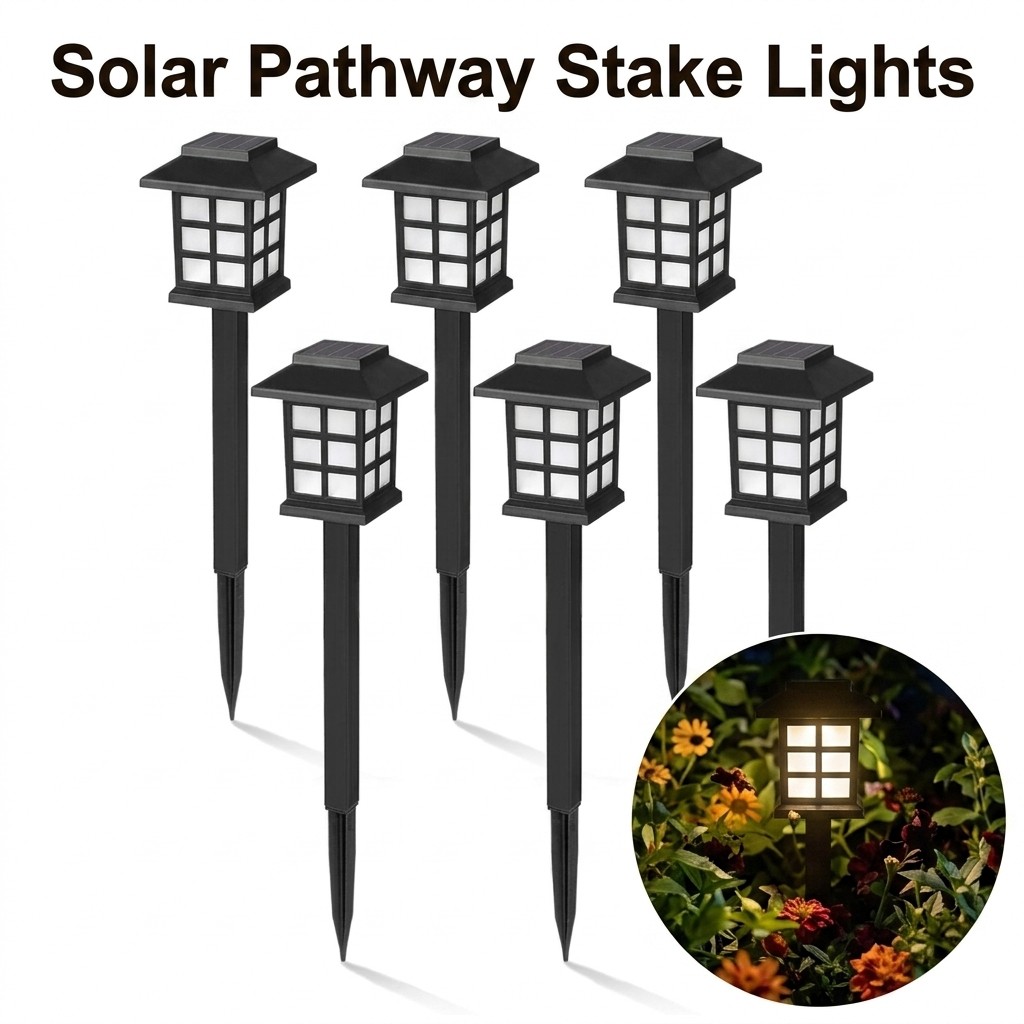 12x Solar Pathway Stake Lights Bright Outdoor Garden Walkway Lawn Landscape Lamp
