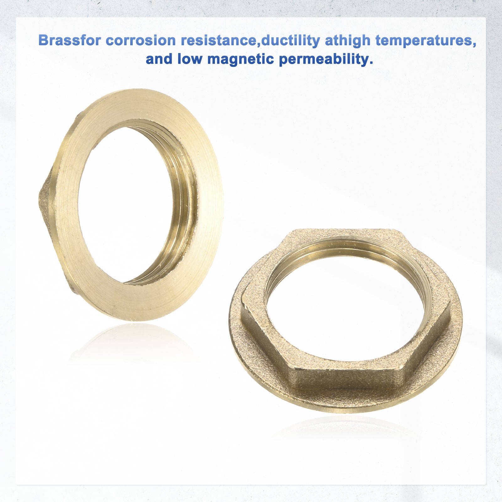 2 Pcs Brass G 3/4" Pipe Fitting Flange Hex Locknuts with Washer
