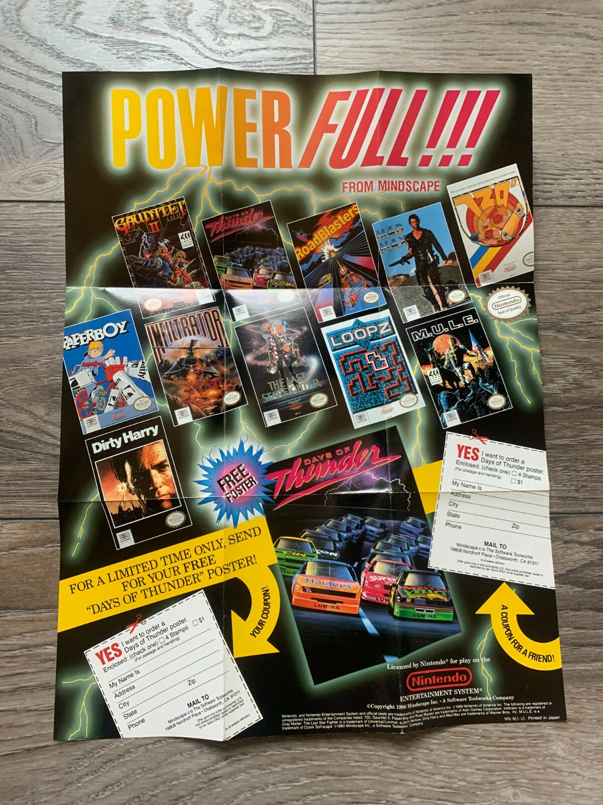Mindscape Power Full MIN-NES-US Foldable Poster NES Nintendo Manual Only