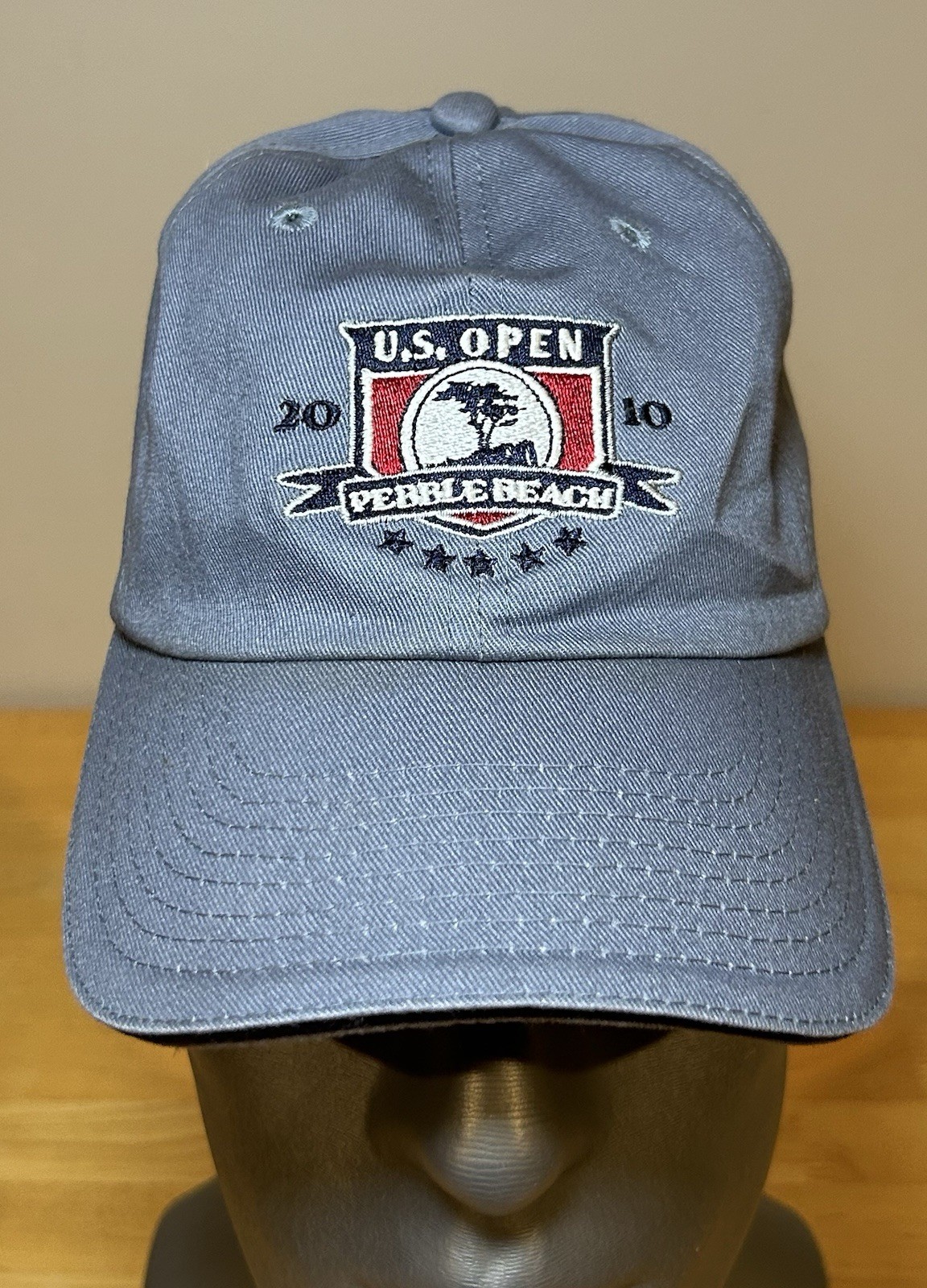 US Open Pebble Beach 2010 Hat Cap Adjustable Gray USGA Golf unisex Embroidered
