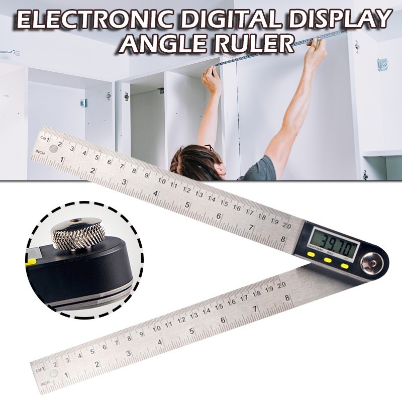 200mm 360° Stainless Steel Electronic Protractor Digital LCD Display Angle Ruler